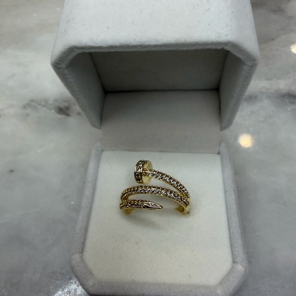 Jewelry - Elegant Gold Plated and CC Nail Ring